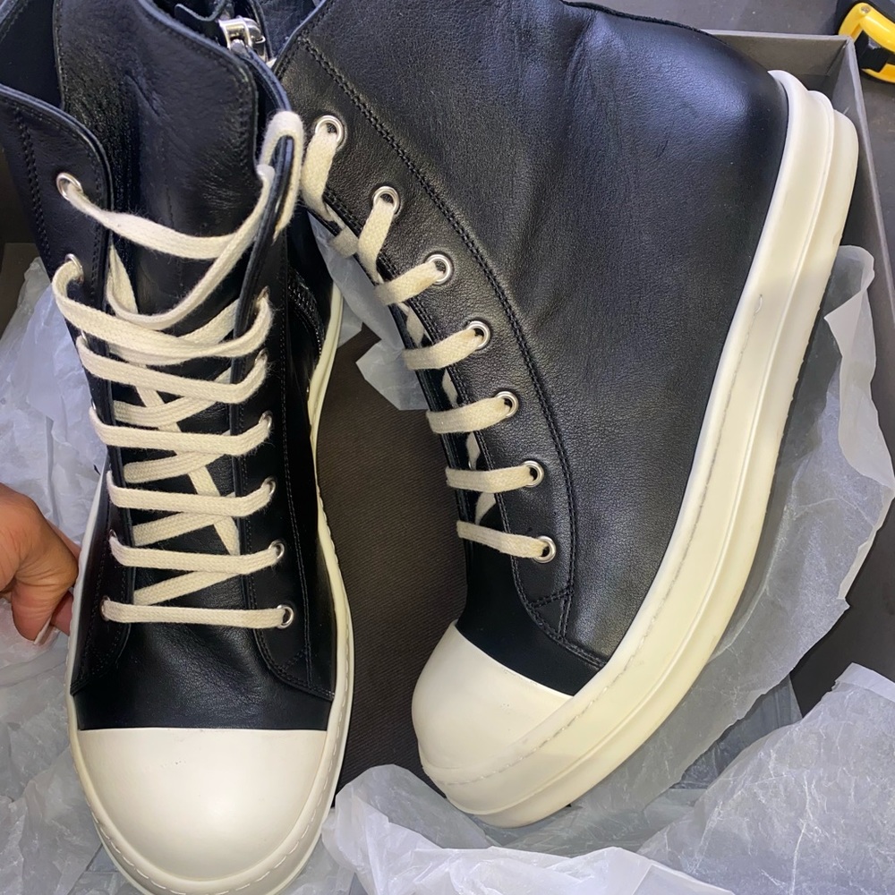 Rick Owens High Top Leather Sneaker
